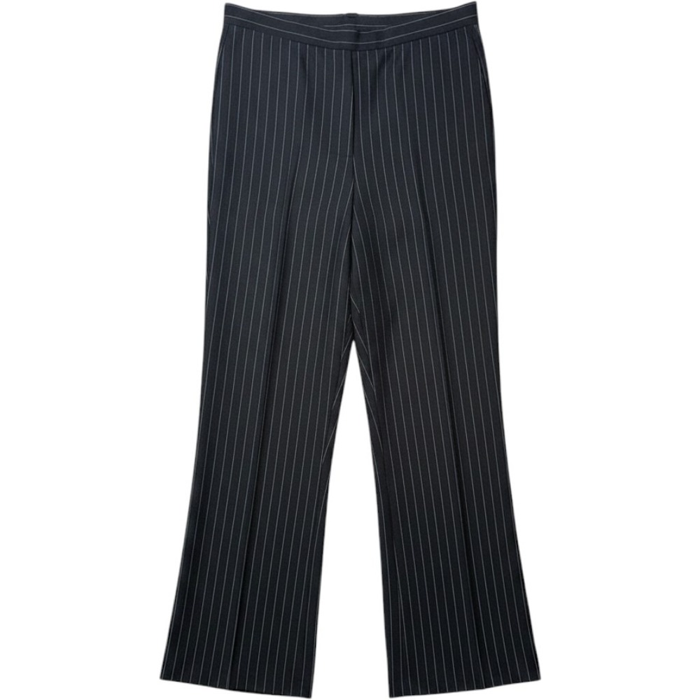 Woman Within Women's 28 Tall Black Pin Stripe Pants Business Casual Trouser